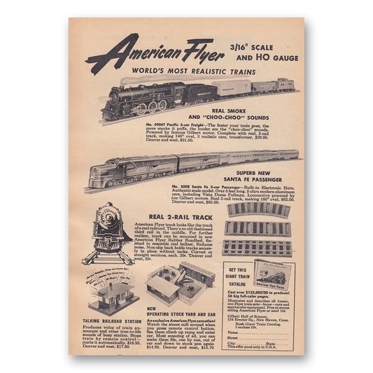 1950 American Flyer Worlds Most Realistic Trains Vintage Magazine Print Ad