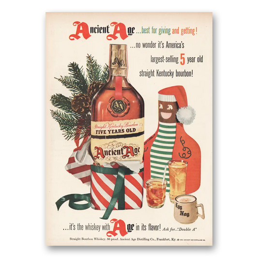 1950 Ancient Age Whiskey Best for Giving Getting Christmas Vintage Magazine Print Ad
