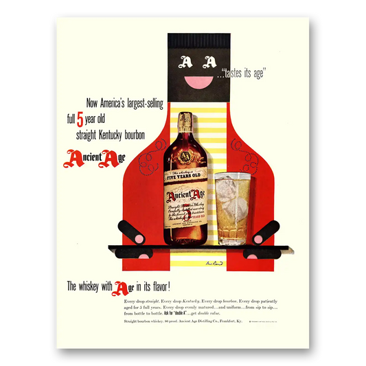 1950 Ancient Age Whiskey Tastes Its Age Vintage Magazine Print Ad