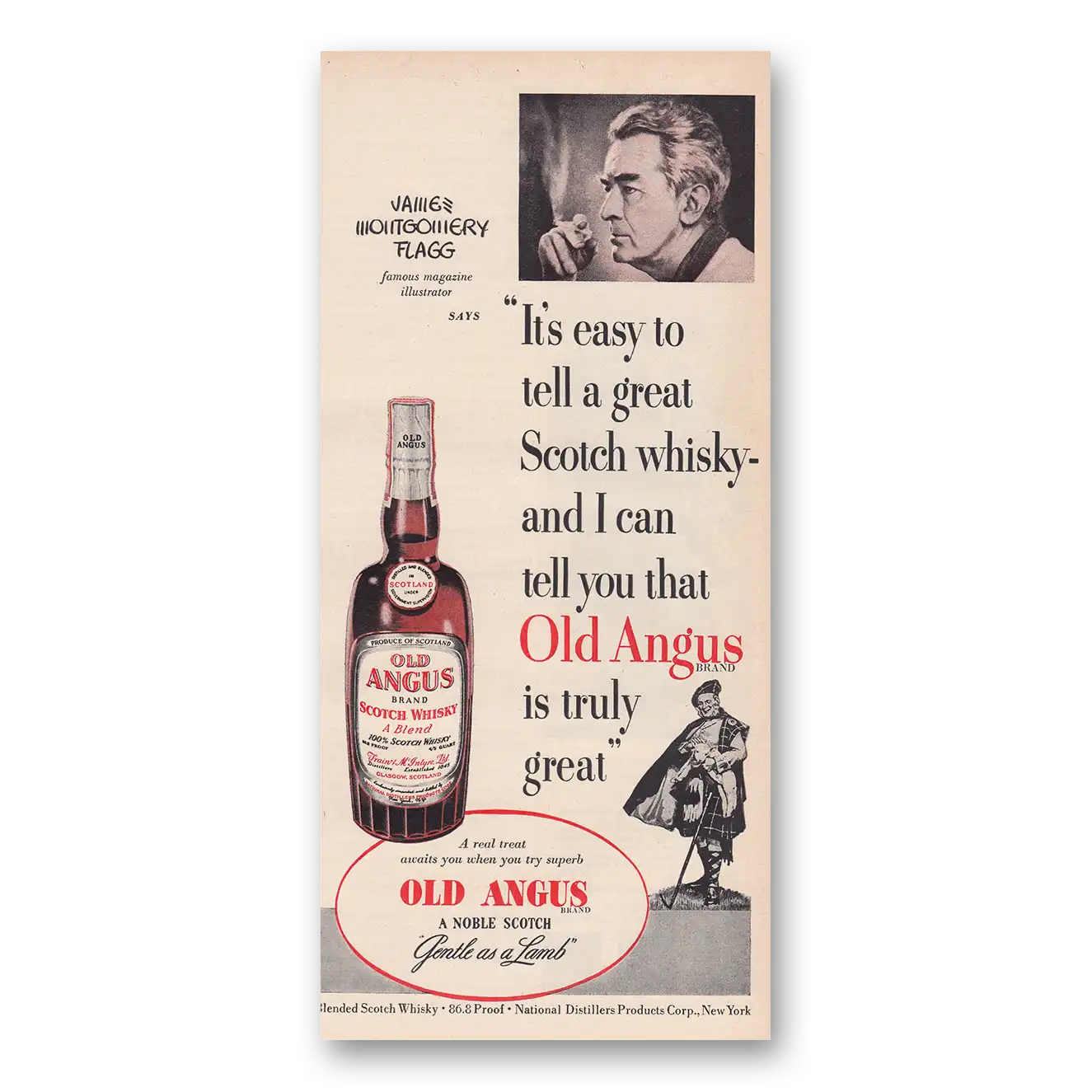 1950 Old Angus Whisky James Montgomery Flagg Vintage Magazine Print Ad