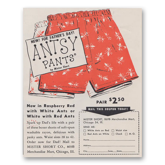 1950 Mister Short Antsy Pants Antsy Pants Vintage Magazine Print Ad