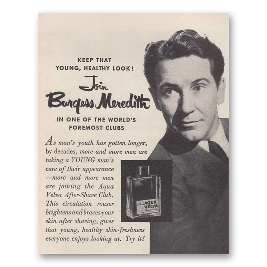 1950 Aqua Velva Burgess Meredith Vintage Magazine Print Ad