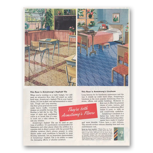 1950 Armstrong Linoleum Floors Asphalt Tile Linoleum Vintage Magazine Print Ad