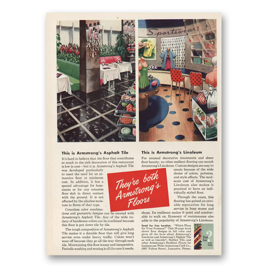 1950 Armstrong Linoleum Floors Asphalt Tile Linoleum Vintage Magazine Print Ad