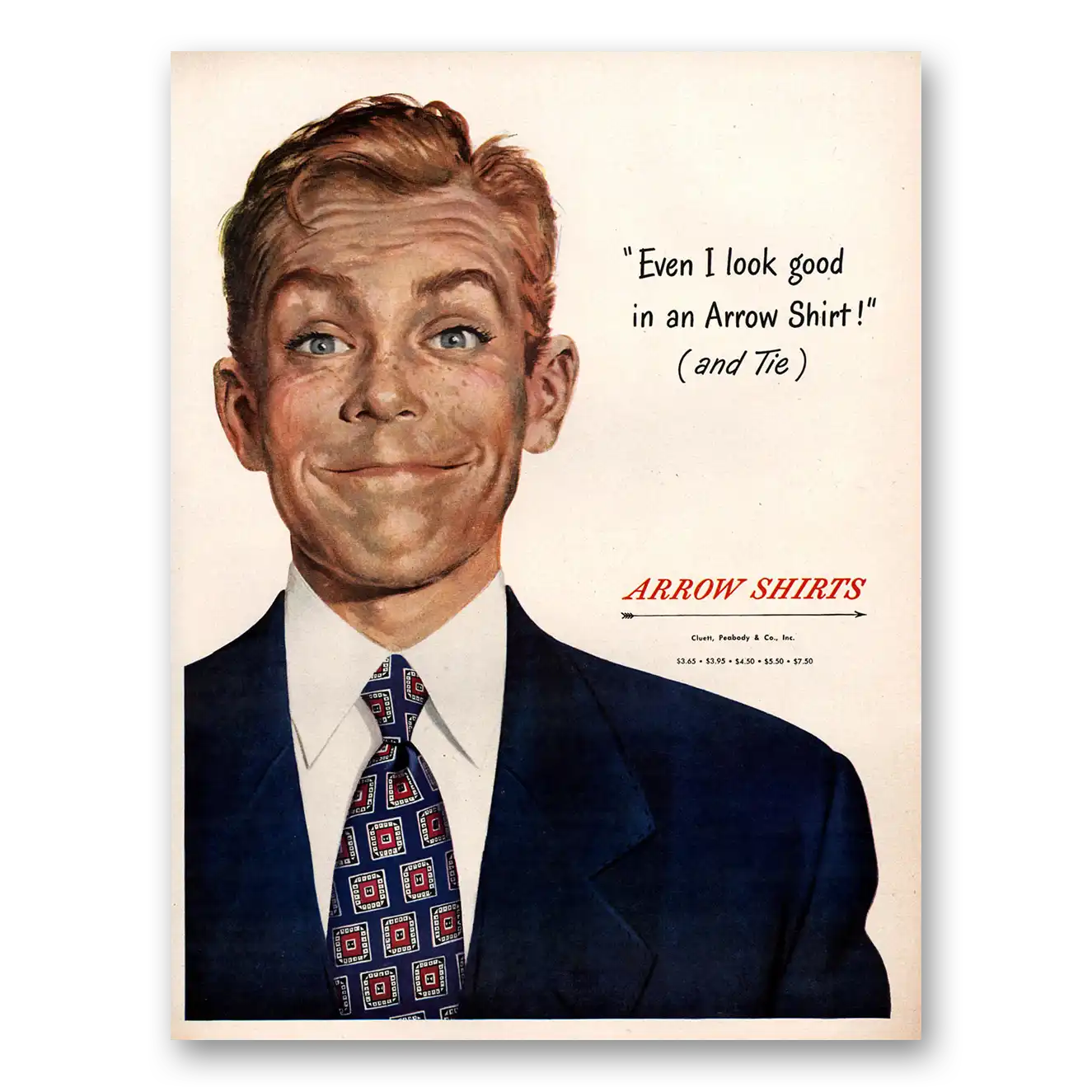 1950 Arrow Shirts Even I Look Good In an Arrow Shirt Vintage Magazine Print Ad