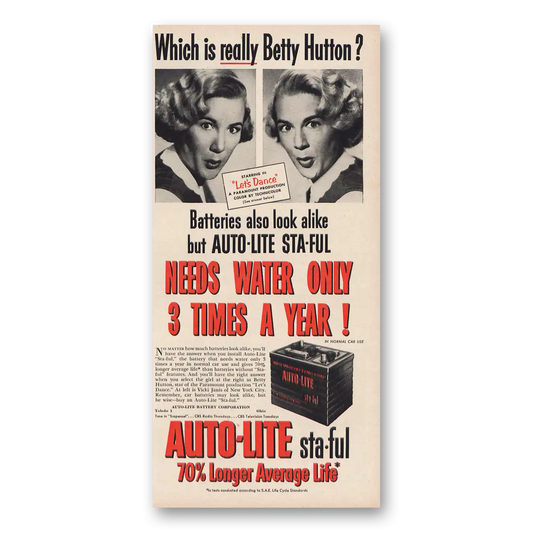 1950 Autolite Spark Plugs Which Is Really Betty Hutton Vintage Magazine Print Ad