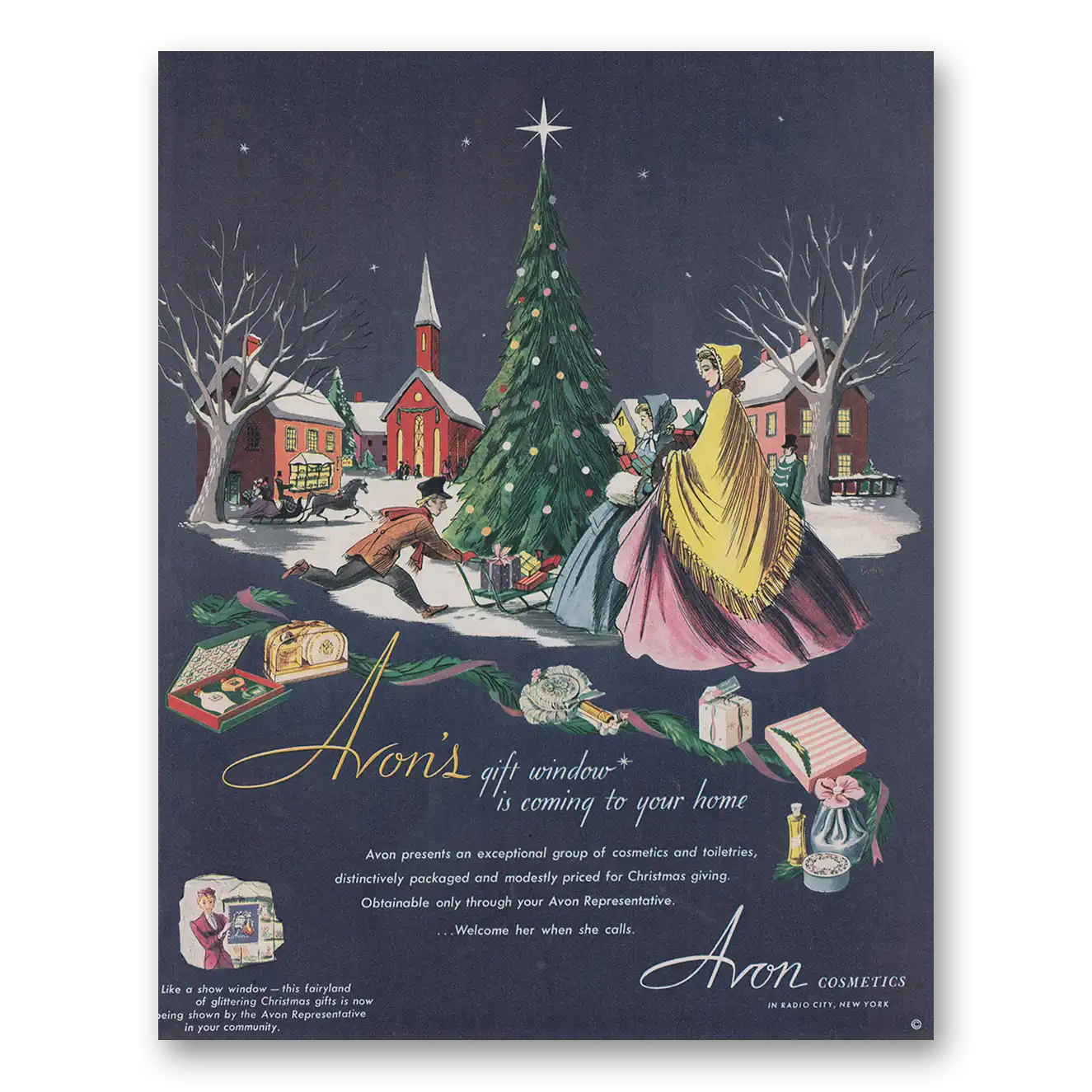 1950 Avon Gift Window Is Coming To Your Home Vintage Magazine Print Ad