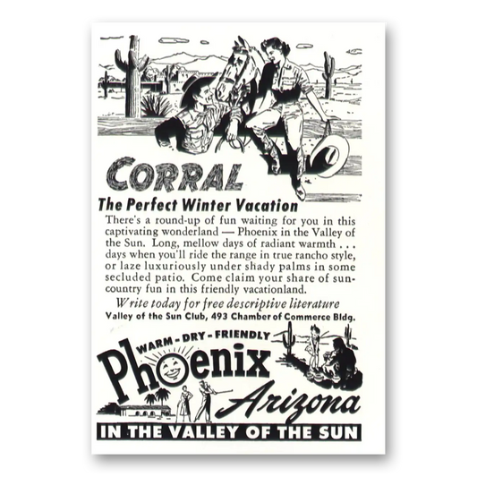 1950 Phoenix Arizona Corral Vintage Magazine Print Ad