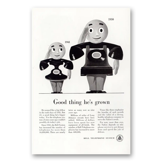 1950 Bell Telephone Good Thing He's Grown Vintage Magazine Print Ad