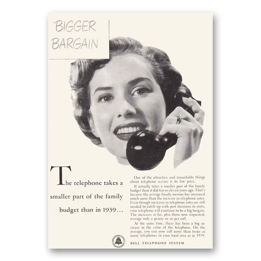 1950 Bell Telephone Family Budget Vintage Magazine Print Ad