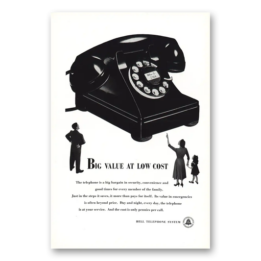 1950 Bell Telephone Big Value at Low Cost Vintage Magazine Print Ad