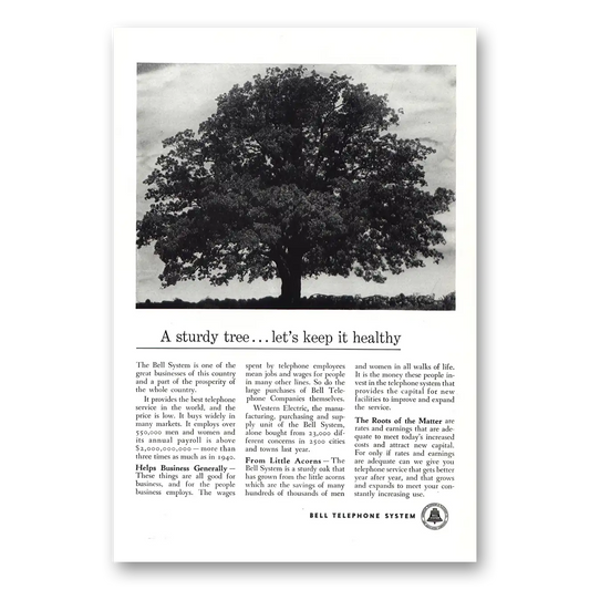 1950 Bell Telephone Sturdy Tree Vintage Magazine Print Ad