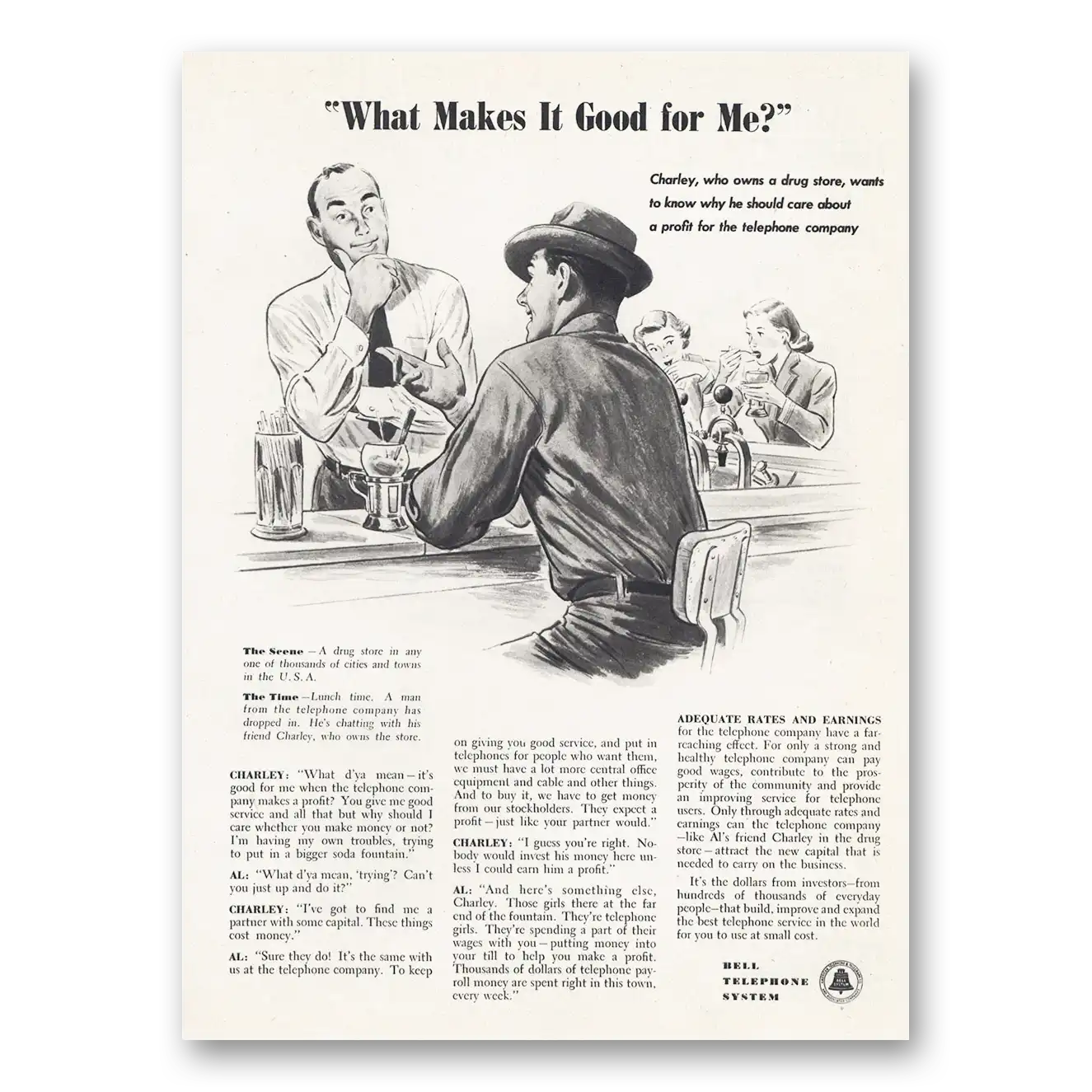 1950 Bell Telephone What Makes It Good for Me Vintage Magazine Print Ad