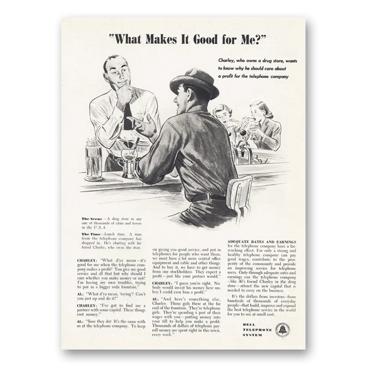 1950 Bell Telephone What Makes It Good for Me Vintage Magazine Print Ad