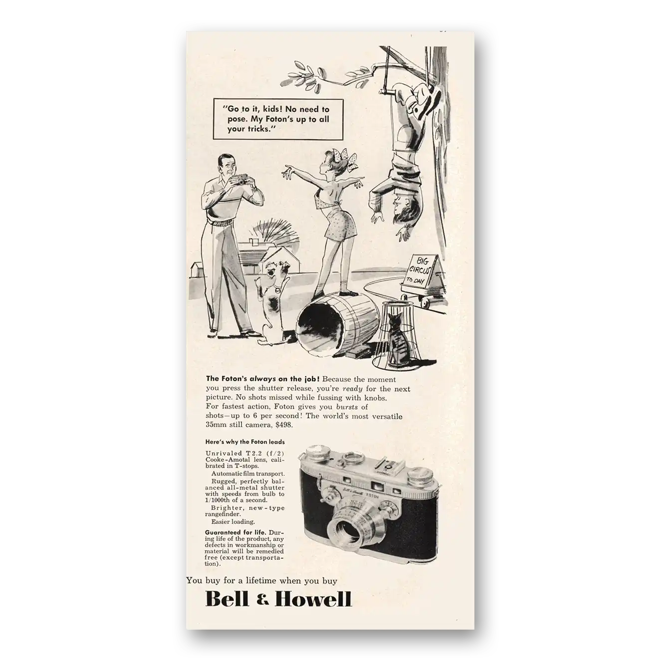 1950 Bell & Howell Camera Go To It Kids Vintage Magazine Print Ad