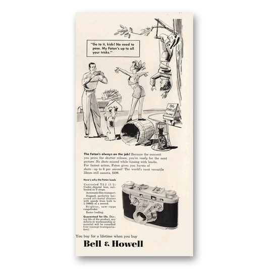 1950 Bell & Howell Camera Go To It Kids Vintage Magazine Print Ad