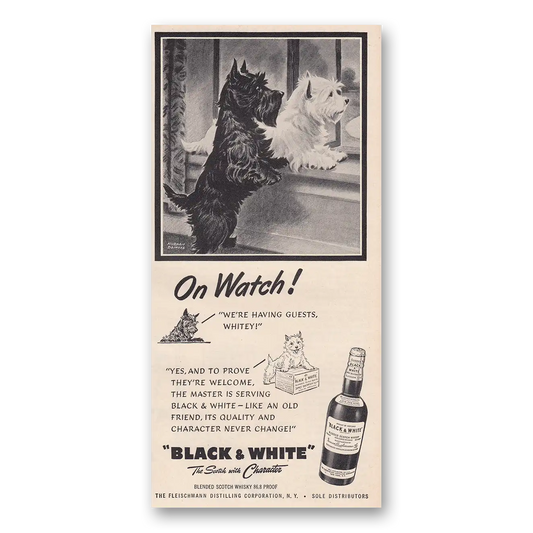 1950 Black and White Scotch Oh Watch We're Having Guests Vintage Magazine Print Ad