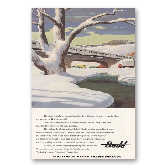 1950 Budd Things You Take For Granted Snow Vintage Magazine Print Ad