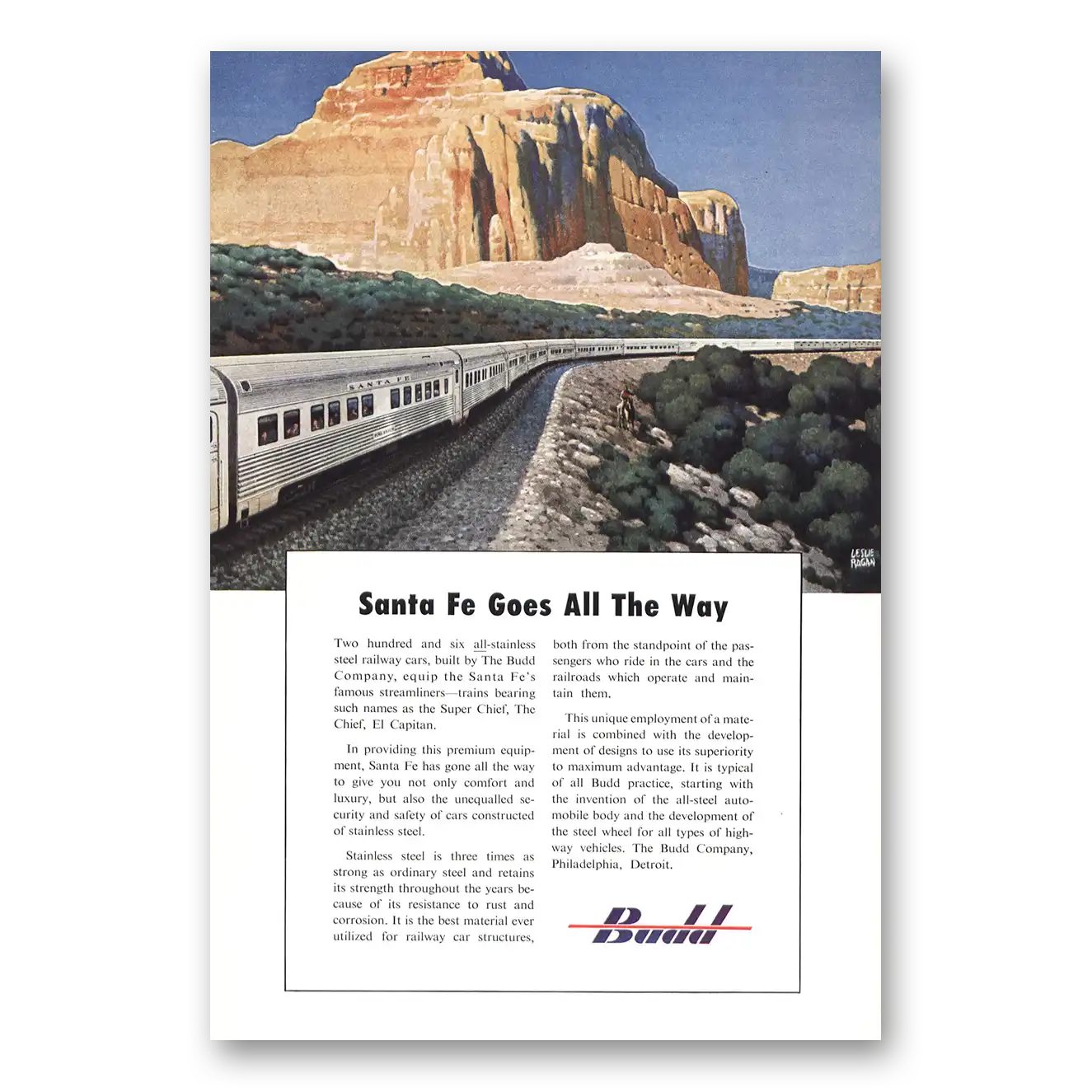 1950 Budd Goes All the Way Vintage Magazine Print Ad