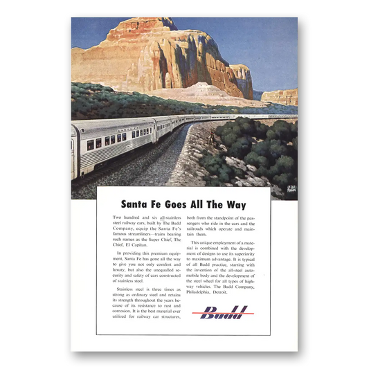 1950 Budd Goes All the Way Vintage Magazine Print Ad