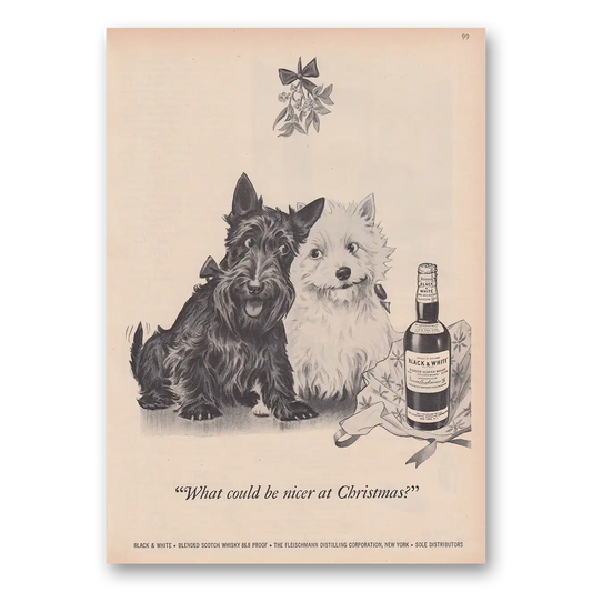 1950 Black and White Scotch Nicer at Christmas Vintage Magazine Print Ad