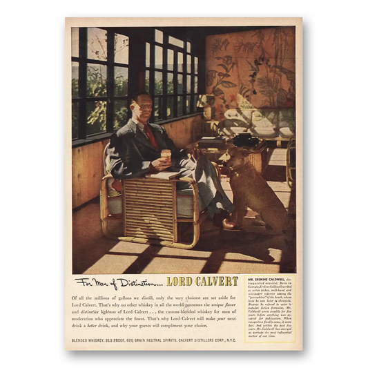 1950 Lord Calvert Whiskey Men of Distinction Vintage Magazine Print Ad