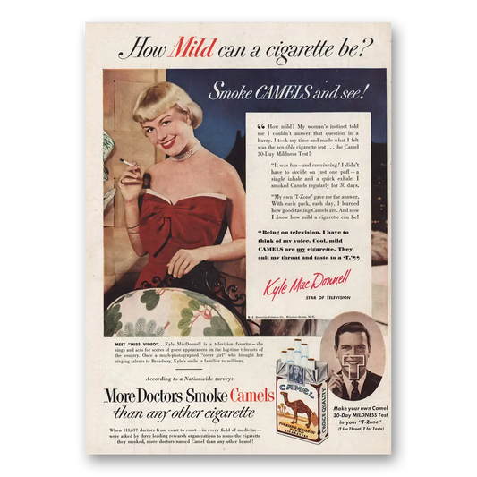 1950 Camel Cigarettes Kyle Mac Donnell Vintage Magazine Print Ad