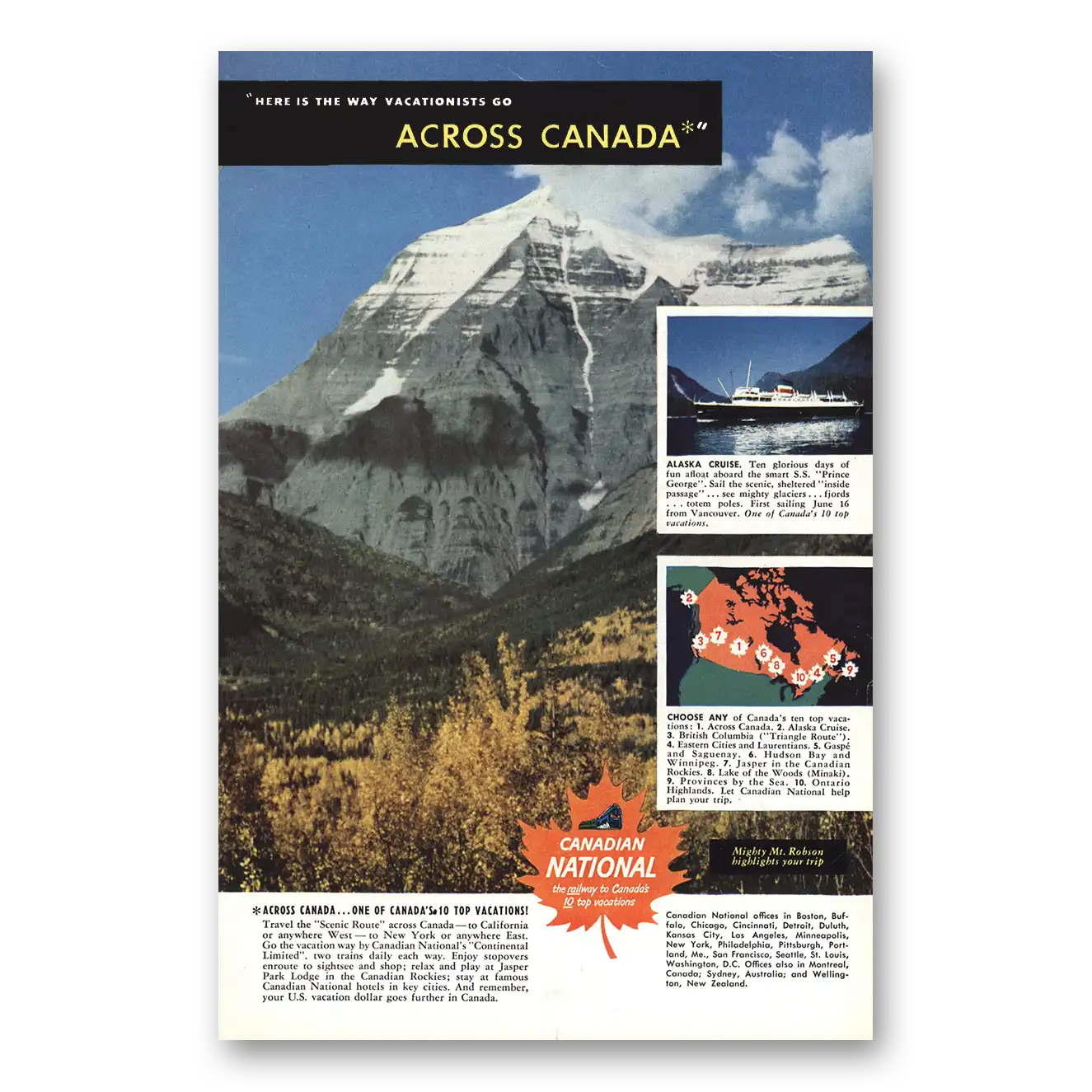 1950 Canadian National Railways Across Canada Vintage Magazine Print Ad