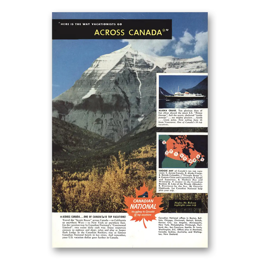 1950 Canadian National Railways Across Canada Vintage Magazine Print Ad