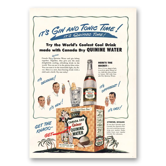 1950 Canada Dry Gin and Tonic Time Vintage Magazine Print Ad