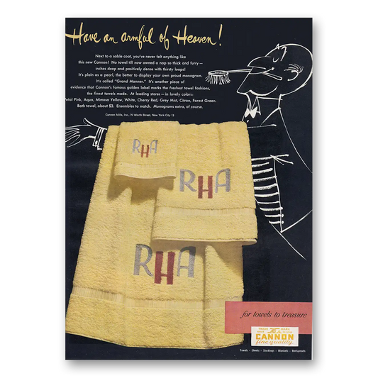 1950 Cannon Towels Have an Armful of Heaven Vintage Magazine Print Ad