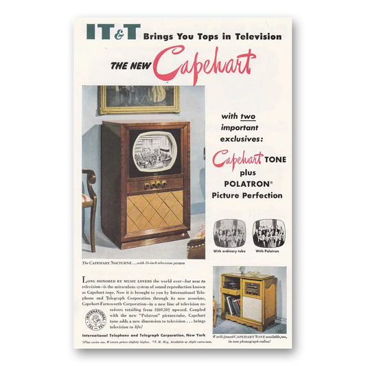 1950 Capehart Television Polatron Vintage Magazine Print Ad