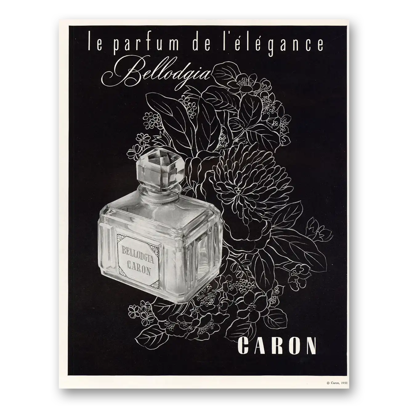 1950 Caron Bellodgia Perfume Le Parfum de l Elegance Vintage Magazine Print Ad