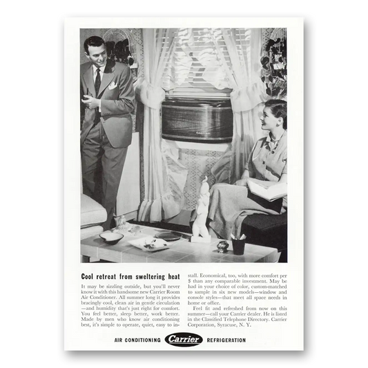 1950 Carrier Air Conditioning Cool Retreat Vintage Magazine Print Ad