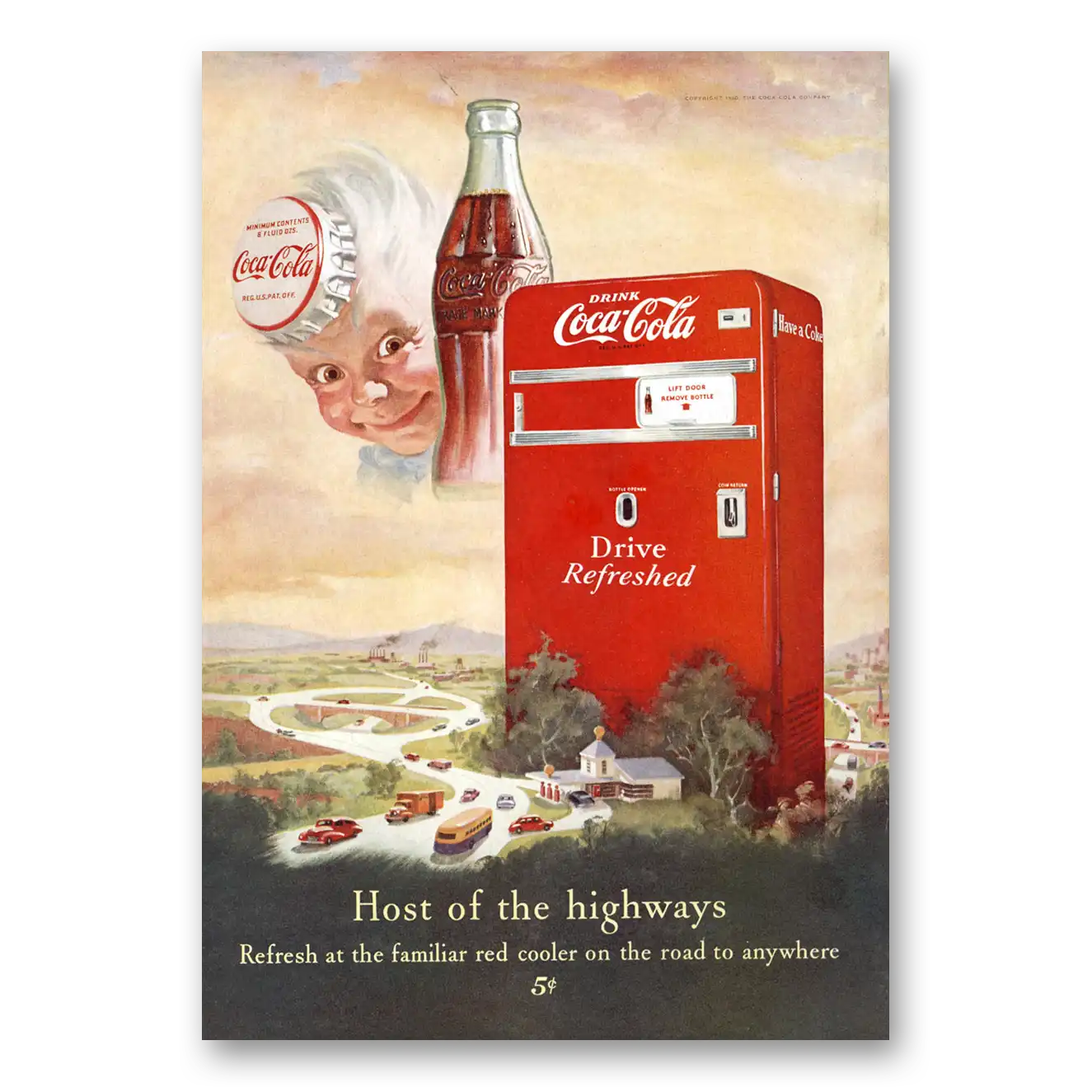 1950 Coca Cola Host of the Highways Vintage Magazine Print Ad