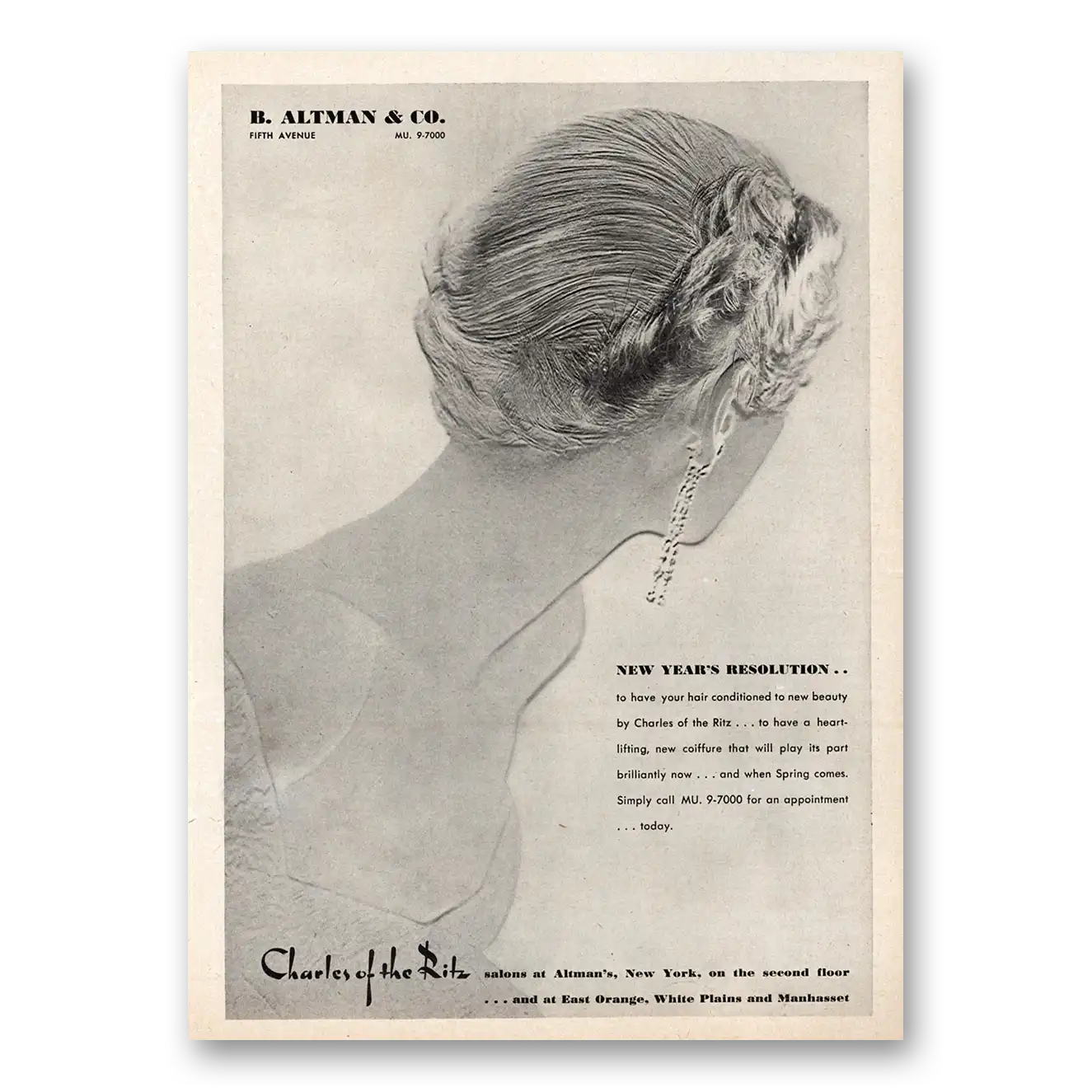 1950 Charles of the Ritz Cosmetics New Years Resolution Vintage Magazine Print Ad