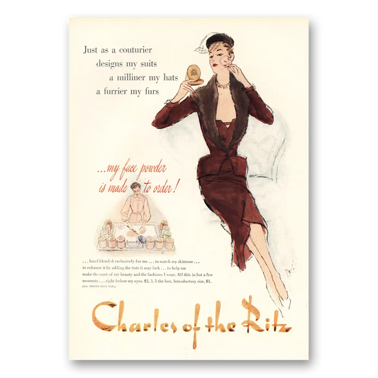 1950 Charles of the Ritz Couturier Designs My Suits Vintage Magazine Print Ad