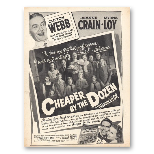 1950 Cheaper by the Dozen Promo Clifton Webb Vintage Magazine Print Ad