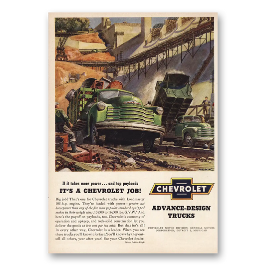 1950 Chevrolet Trucks Chevrolet Job Vintage Magazine Print Ad