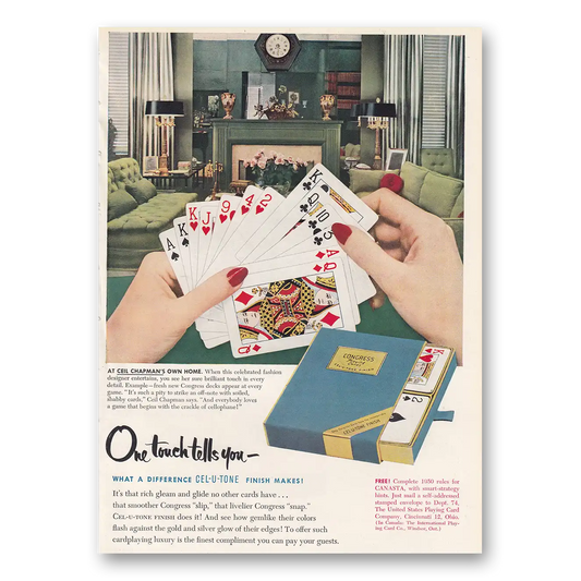 1950 United States Playing Card Congress Playing Cards Ceil Chapmans Own Home Vintage Magazine Print Ad