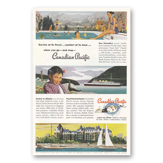 1950 Canadian Pacific Cruise to Alaska Vintage Magazine Print Ad