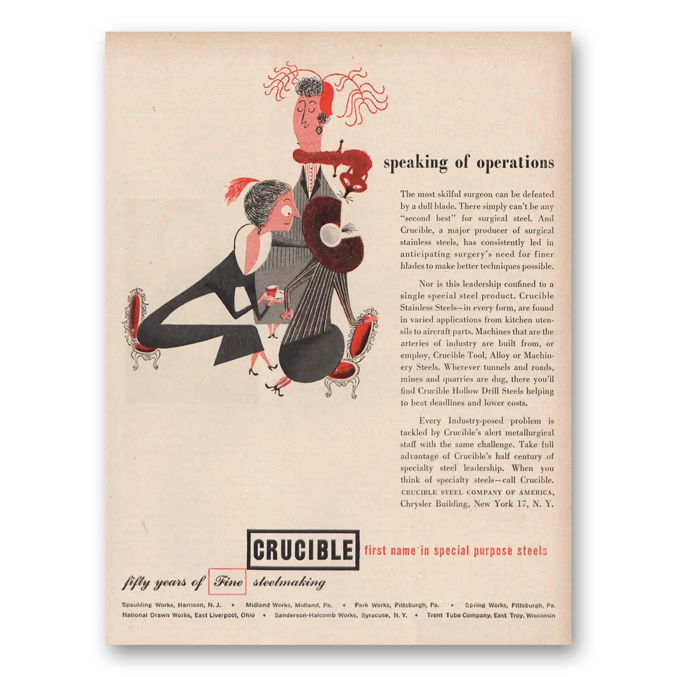 1950 Crucible Steel Speaking of Operations Vintage Magazine Print Ad