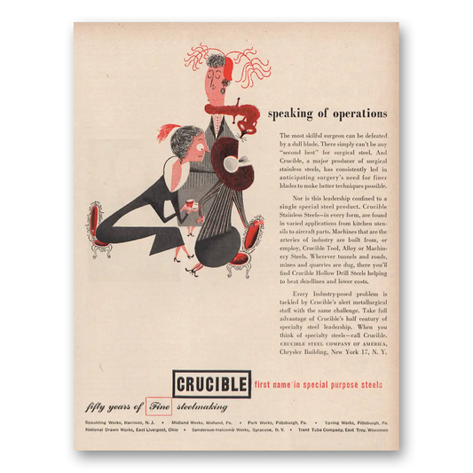 1950 Crucible Steel Speaking of Operations Vintage Magazine Print Ad