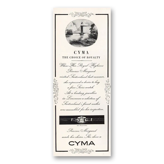 1950 Cyma Watch Choice of Royalty Vintage Magazine Print Ad