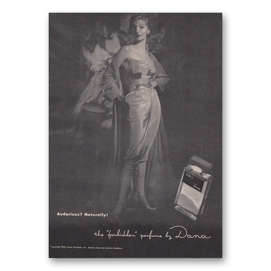 1950 Dana Tabu Perfume Audacious Naturally Vintage Magazine Print Ad