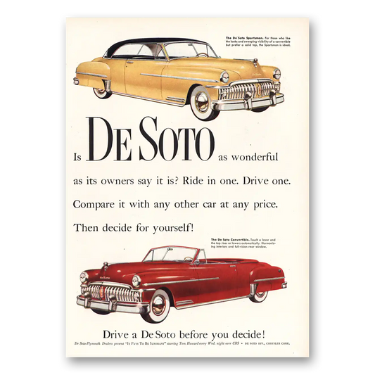 1950 DeSoto As Wonderful As Its Owners Say It Is Vintage Magazine Print Ad