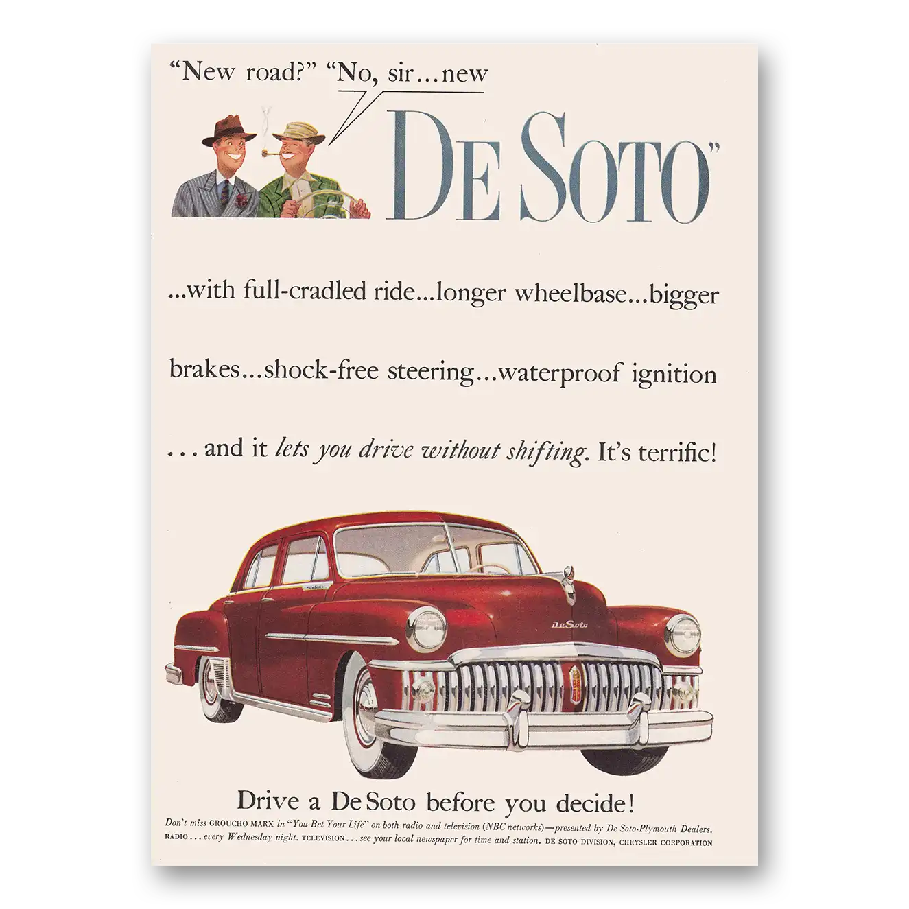 1950 DeSoto New Road No Sir Vintage Magazine Print Ad