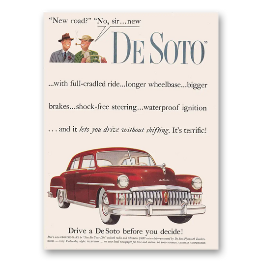 1950 DeSoto New Road No Sir Vintage Magazine Print Ad