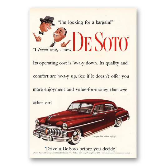 1950 DeSoto Looking for a Bargain Vintage Magazine Print Ad