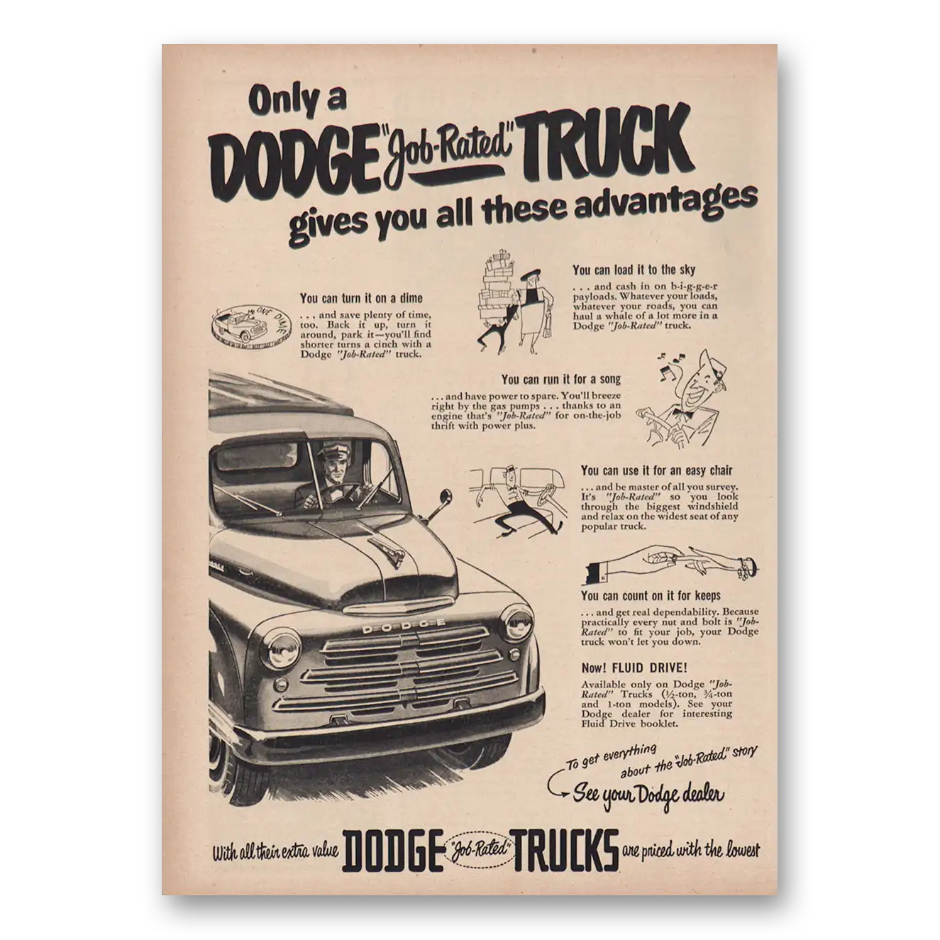 1950 Dodge Trucks Gives All These Advantages Vintage Magazine Print Ad